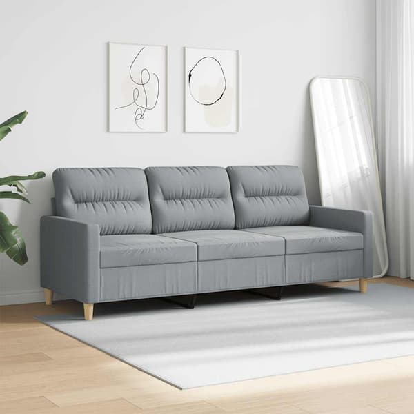 3-sitssoffa ljusgrå 180 cm tyg