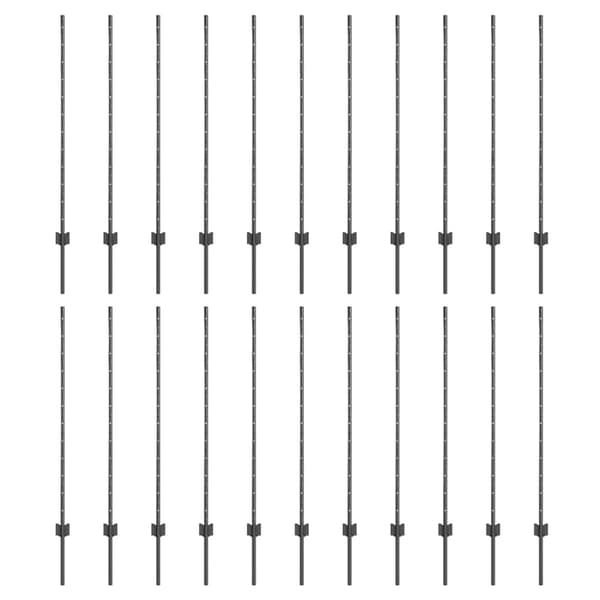 Inbäddad staketpost 22 st Grå 160 cm Pulverlackerat stål