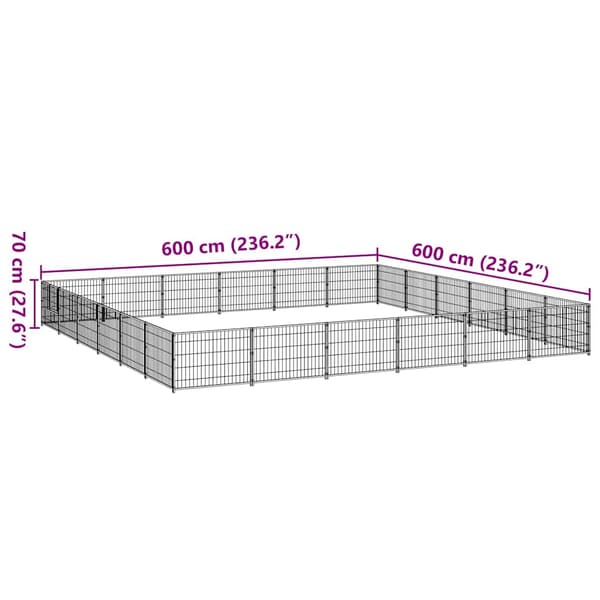 Hundgård svart 36 m² stål