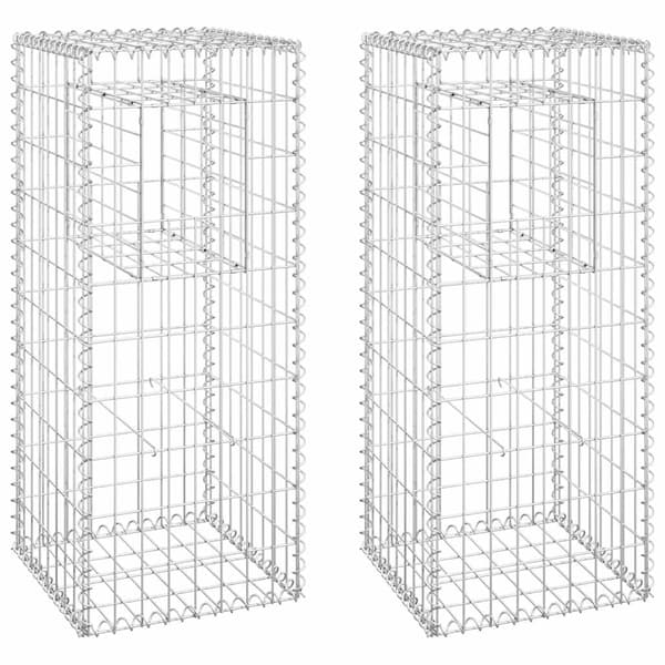 Gabionkorgar 2 st stolpformade 40x40x100 cm järn