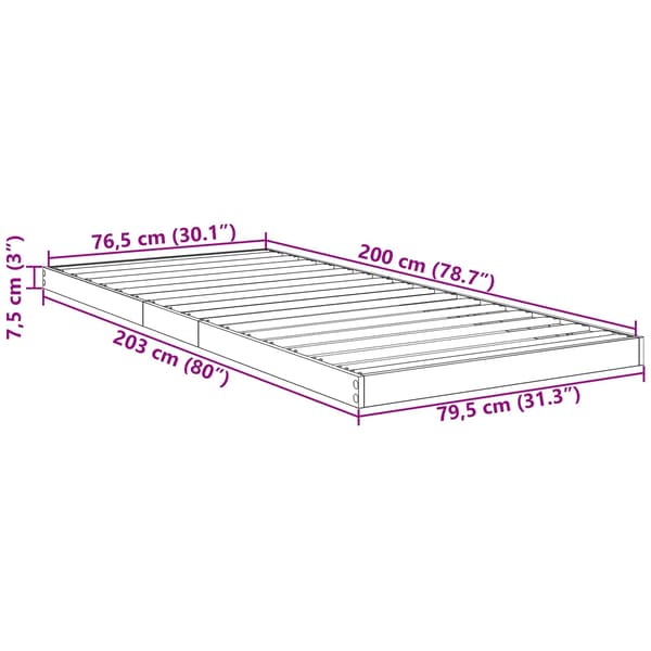 Sängram Vit 80 x 200 cm Konstruerat trä