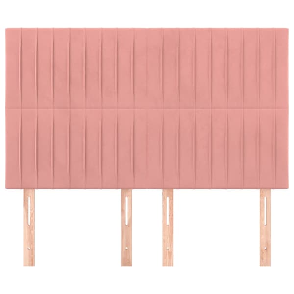 Sänggavel rosa 144x5x118/128 cm sammet