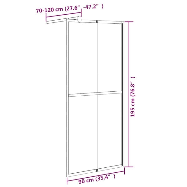 Duschvägg 90x195cm mörkt härdat glas