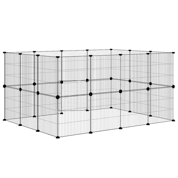 Hundgård svart 28 paneler 35x35 cm stål