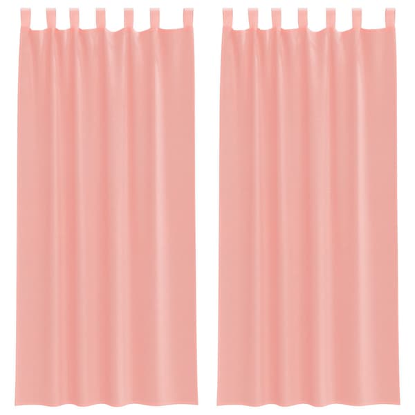Voile gardiner med stångfickor 2 st rosa
