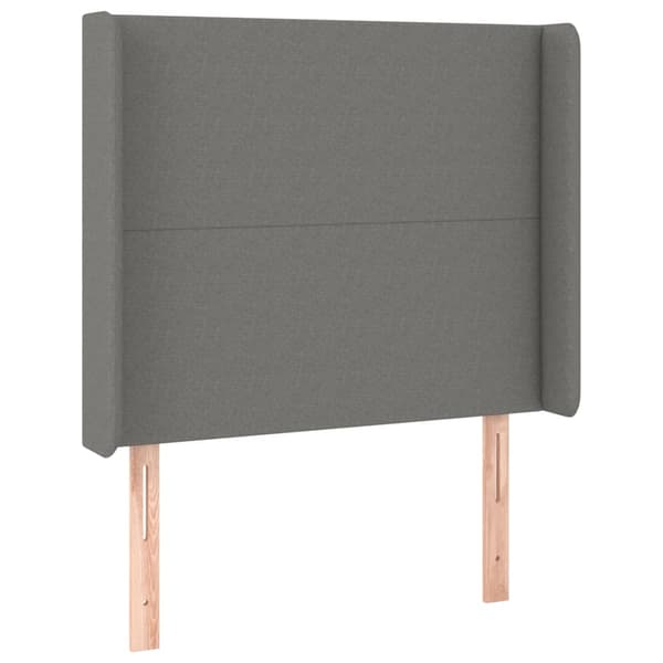 Ramsäng med madrass & LED mörkgrå 100x200 cm tyg