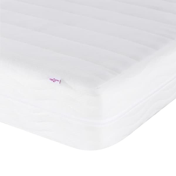 Bed with Mattress "Hvar" Light Grey 200x200 cm Fabric