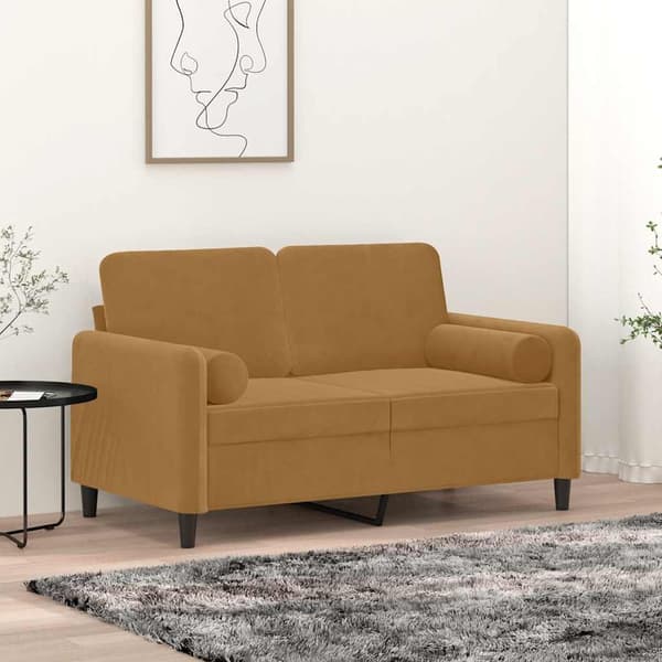 Prydnadskuddar 2 st brun Ø15x50 cm sammet