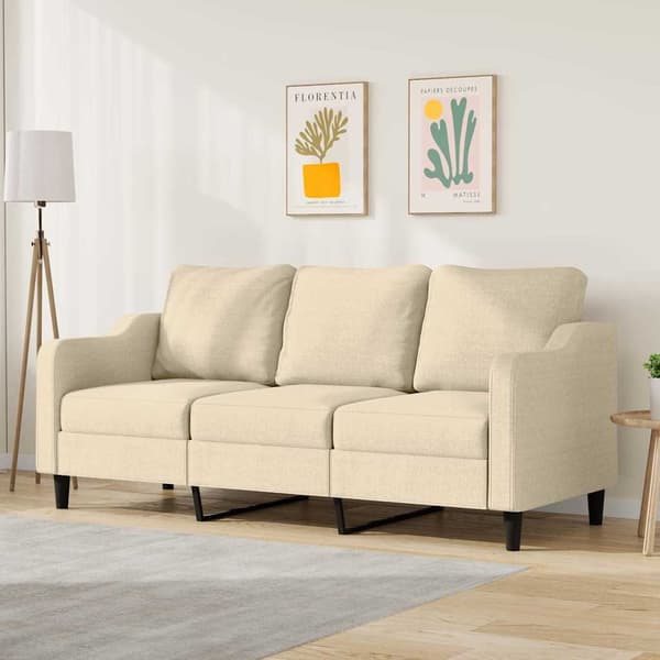 3-sitssoffa gräddvit 180 cm tyg