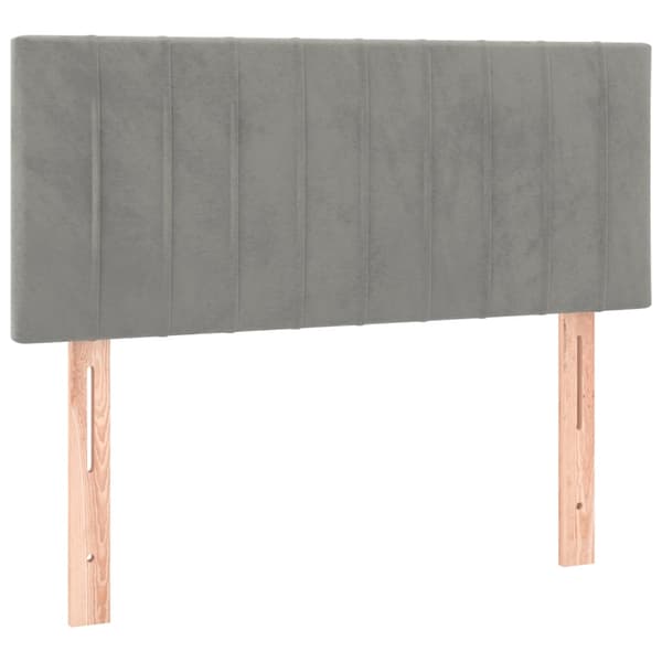 Ramsäng med madrass ljusgrå 90x200 cm sammet