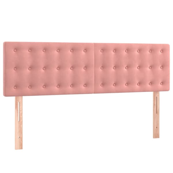 Ramsäng med madrass & LED rosa 140x200 cm sammet