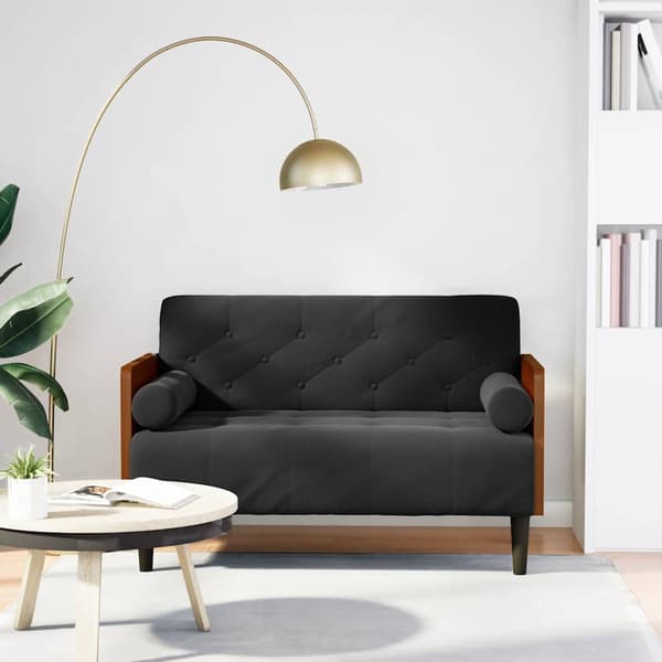 Loveseat soffa med dynor svart 110 cm sammet