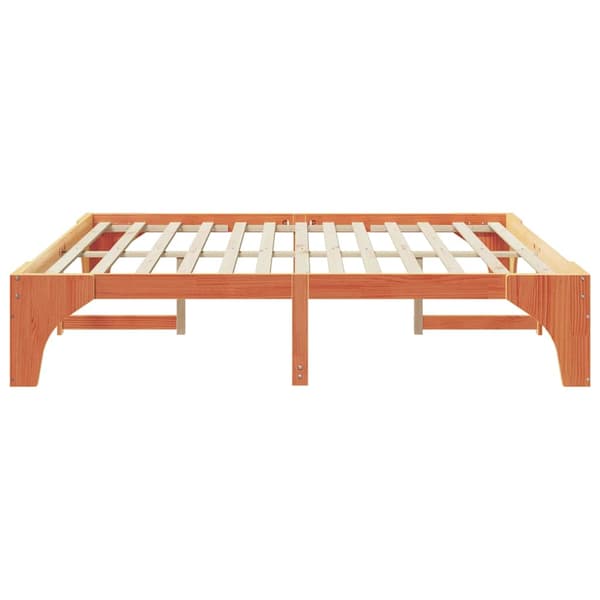 Sängram Brun 200 x 200 cm Massiv furu