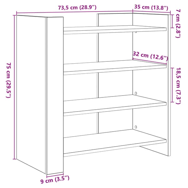 Skänk vit 73,5x35x75 cm konstruerat trä