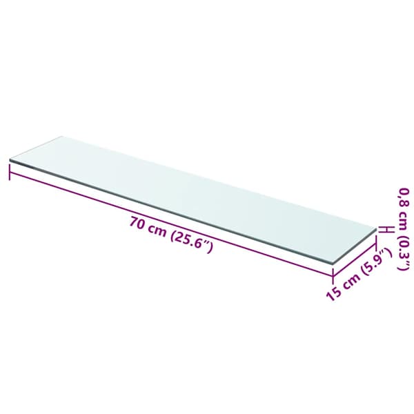 Hyllplan 2 st glas genomskinlig 70x15 cm