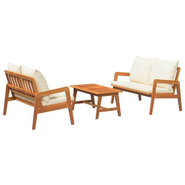 Bistroset med kudde 3 pcs Brun Massivt Akaciaträ