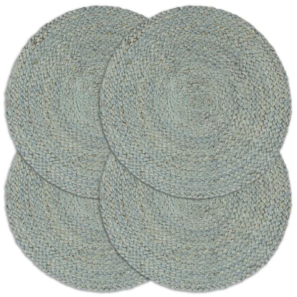 Bordstabletter 4 st olivgrön 38 cm rund jute