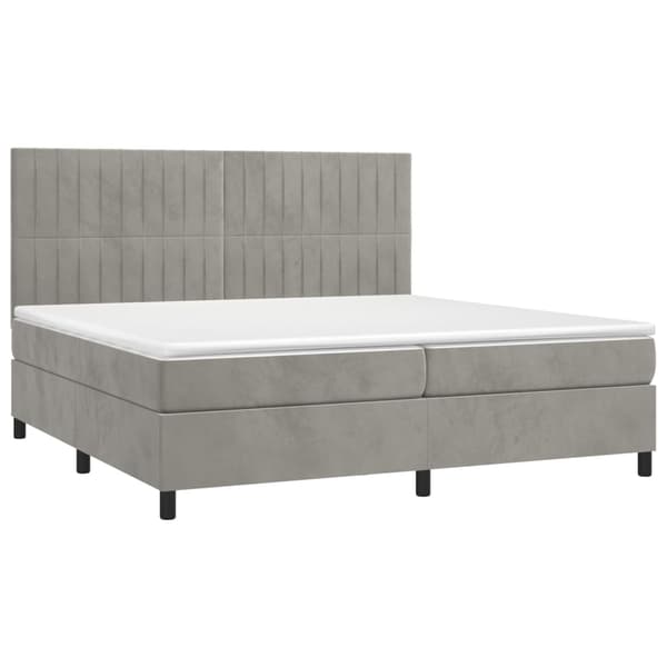 Ramsäng med madrass ljusgrå 200x200 cm sammet