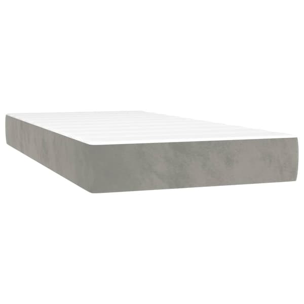 Ramsäng med madrass ljusgrå 90x200 cm sammet