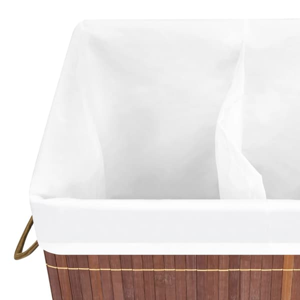 Tvättkorg bambu med 2 sektioner brun 100 L