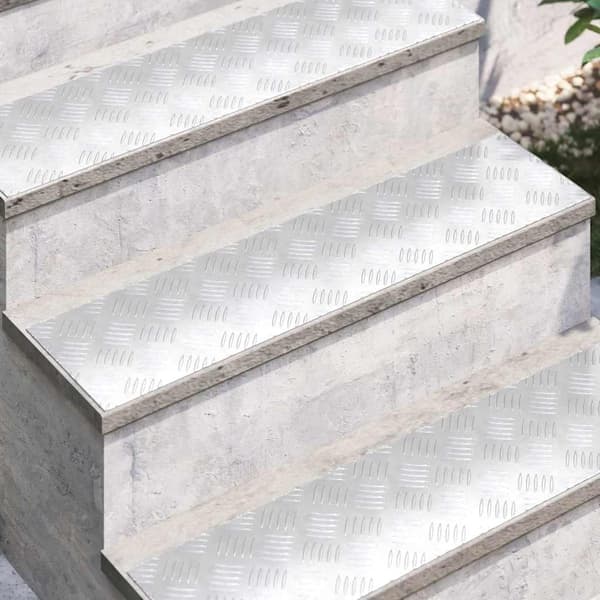 Trappsteg Rektangulär 2 pcs Silver 80 x 20 cm Aluminium