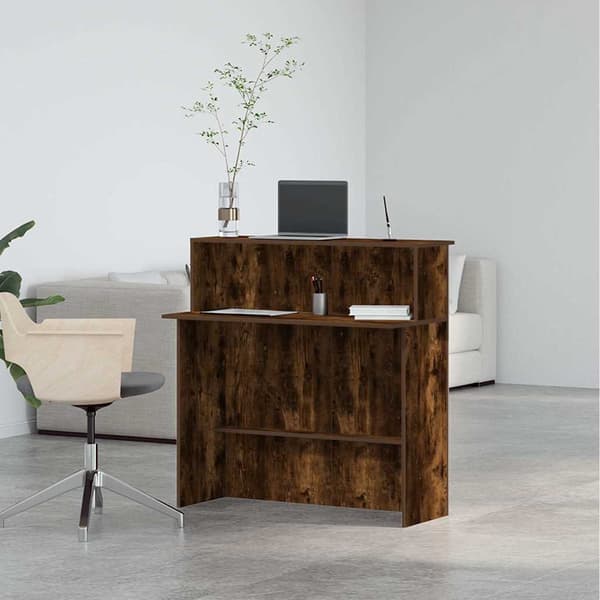 Receptionsdisk rökfärgad ek 100x40x104 cm konstruerat trä