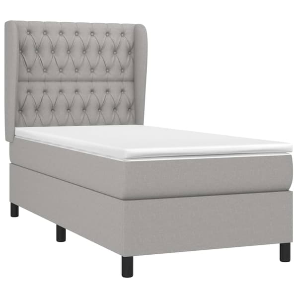 Ramsäng med madrass ljusgrå 100x200 cm tyg