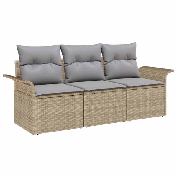 Soffset med kudde 3 pcs Beige och Grå konstrotting