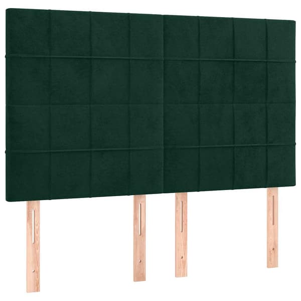 Sänggavel LED mörkgrön 144x5x118/128 cm sammet