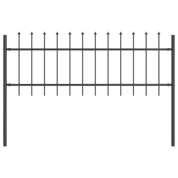 Trädgårdsstängsel 2 pcs Grå 3,4 x 0,6 m Pulverlackerad stål