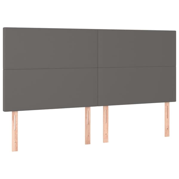 Ramsäng med madrass grå 160x200 cm konstläder