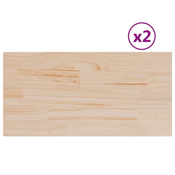 Bordsskivor 2 st 80x40x2,5 cm rektangulär massiv furu