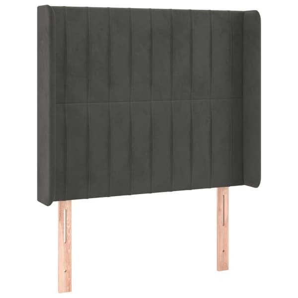 Sänggavel LED mörkgrå 103x16x118/128 cm sammet