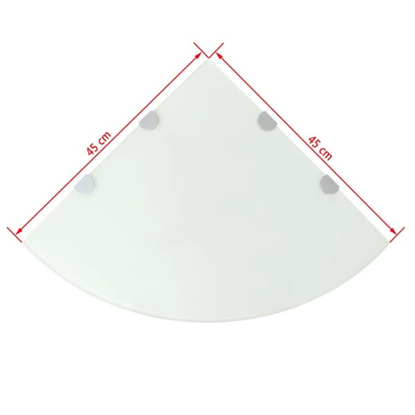 Hörnhylla glas med förkromade hyllkonsoler vit 45x45 cm