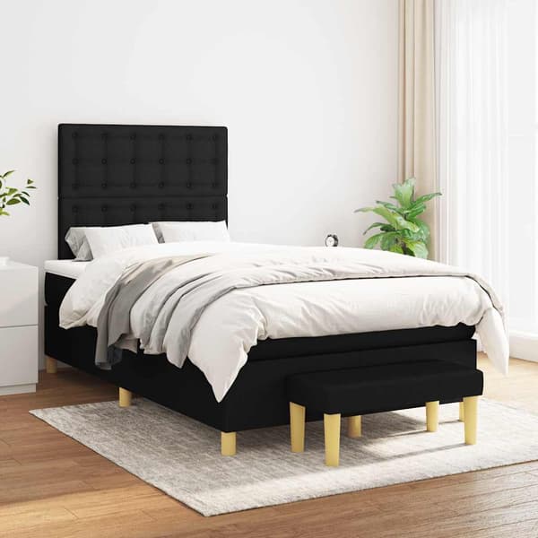 Ramsäng med madrass svart 120x190 cm tyg