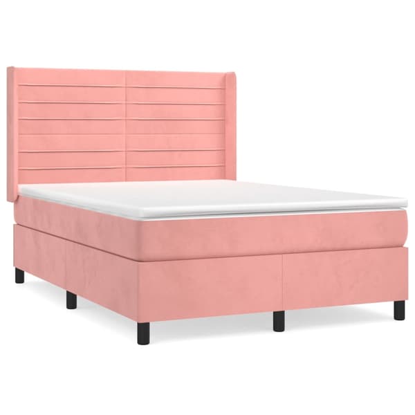 Ramsäng med madrass rosa 140x190 cm sammet