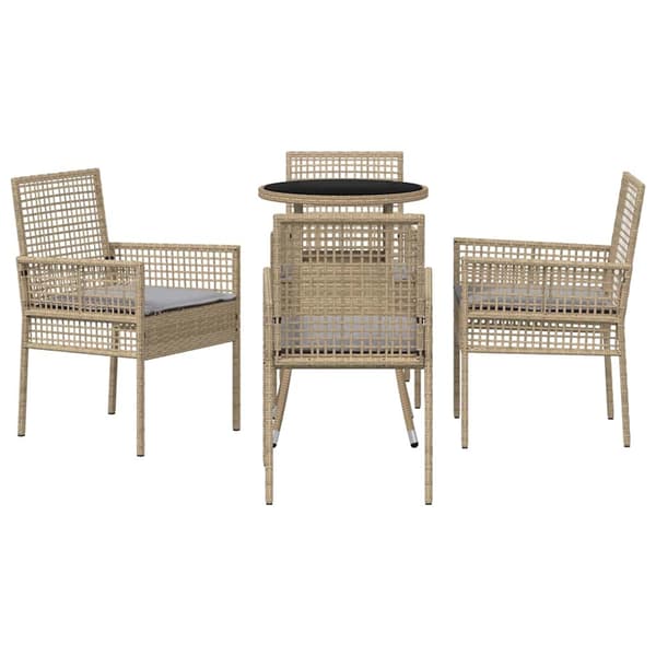 Trädgårdsmöbelset 5 pcs Beige konstrotting