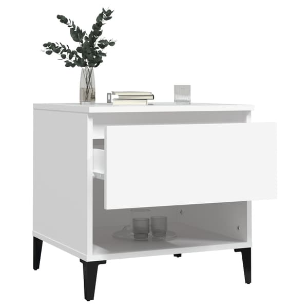 Sängbord vit 50x46x50 cm konstruerat trä