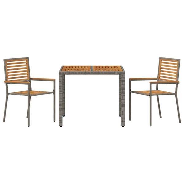 Trädgårdsmöbelset 3 pcs Grå och Brun konstrotting