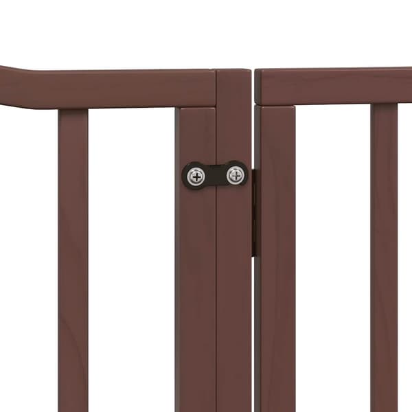 Hundgrind med dörr vikbar 4 paneler brun ek 320 cm poppel