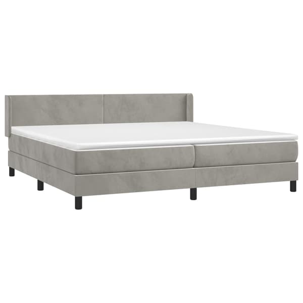 Ramsäng med madrass ljusgrå 200x200 cm sammet