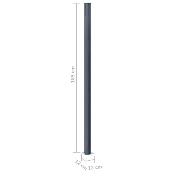Staketstolpar 3 st mörkgrå 185 cm aluminium