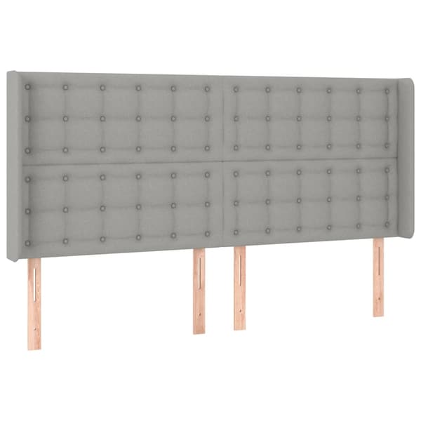 Ramsäng med madrass & LED ljusgrå 180x200 cm tyg