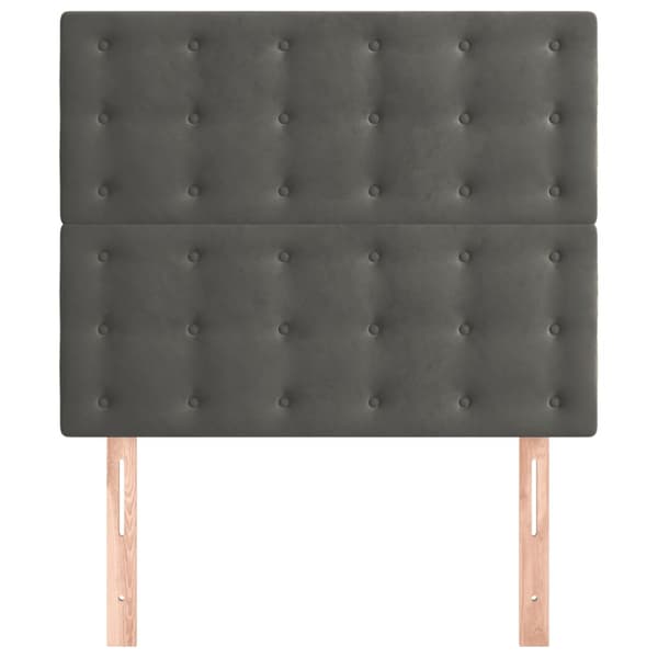 Sänggavel mörkgrå 80x5x118/128 cm sammet