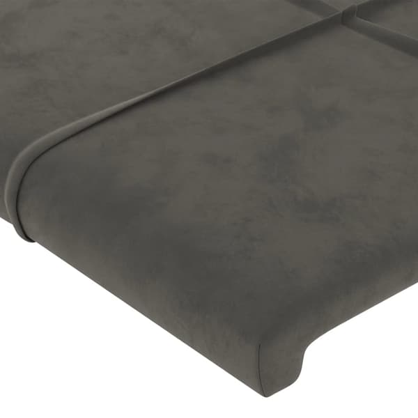 Sänggavel LED mörkgrå 83x16x78/88 cm sammet