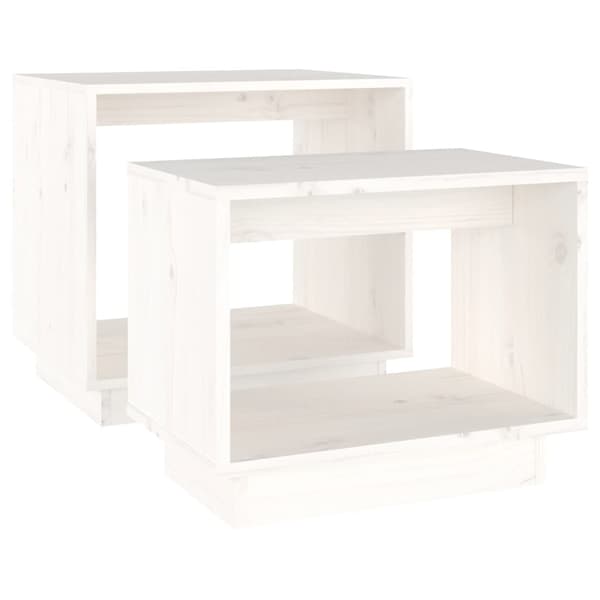 Satsbord 2 st vit massiv furu