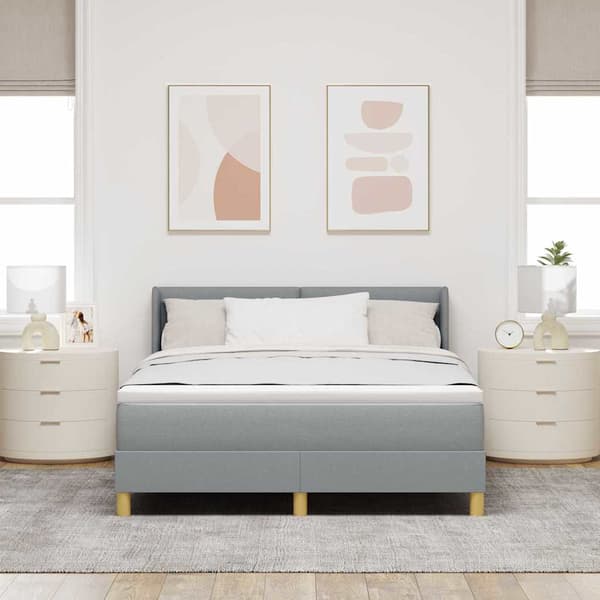 Bäddfjäder med madrass Ljusgrå 200 x 160 cm Polyester