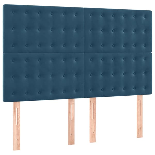 Ramsäng med madrass mörkblå 140x200 cm sammet