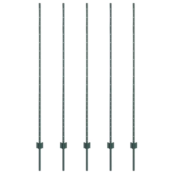 Stängselstolpe 5 pcs Grön 150 cm Stål