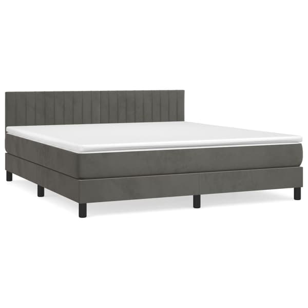 Ramsäng med madrass mörkgrå 160x200 cm sammet